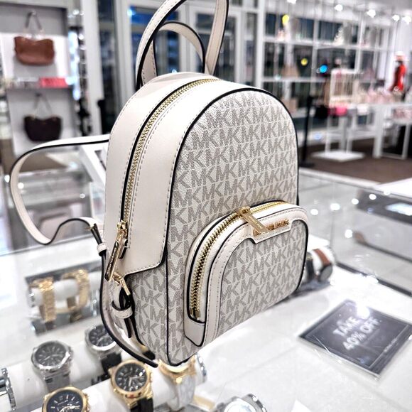 NWT Michael Kors Jaycee XS Mini Backpack Crossbody – MK Signature, Light Cream - Picture 6 of 7